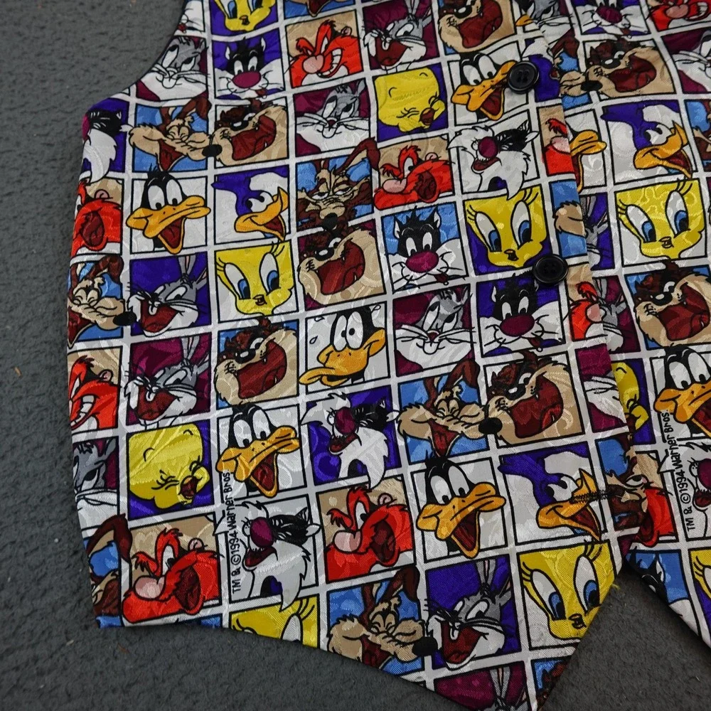 Vintage Looney Tunes Vest Mens Medium Multicolor Cartoon Characters Novelty 90s
